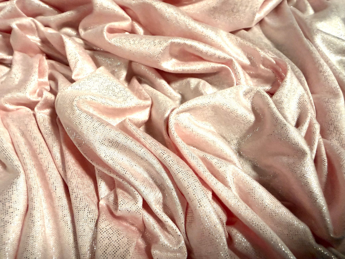 Metallic viscose single jersey fashion fabric, per metre - plain - pastel pink