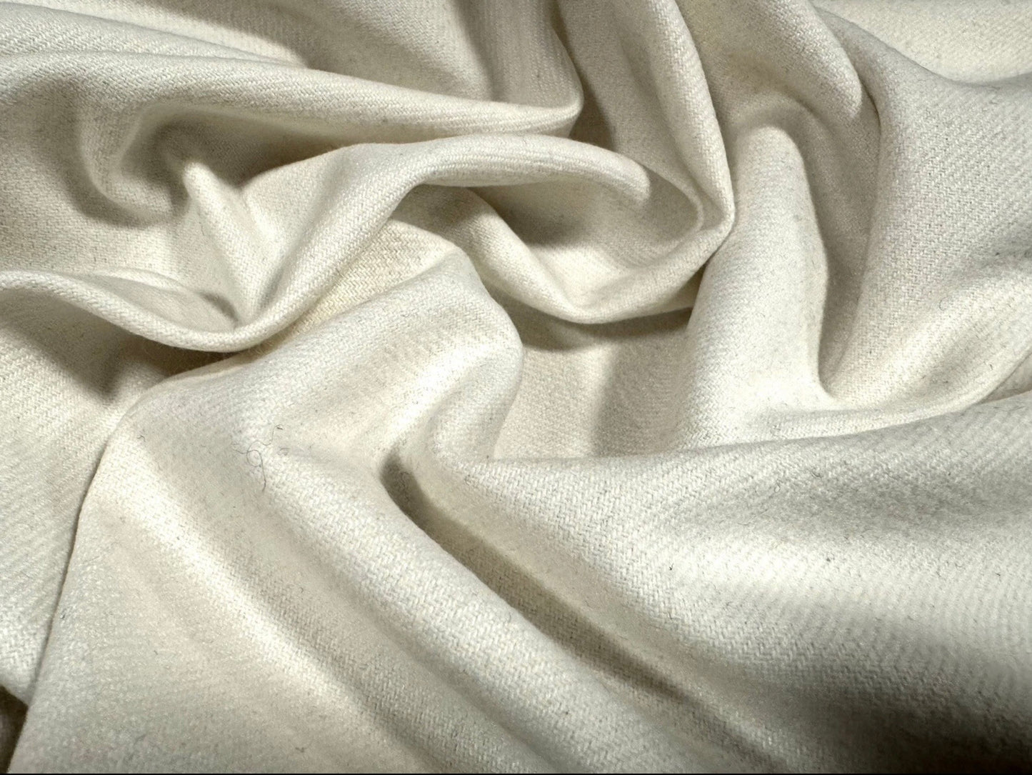 Heavyweight wool mouflon flannel fabric, per metre - plain - winter white