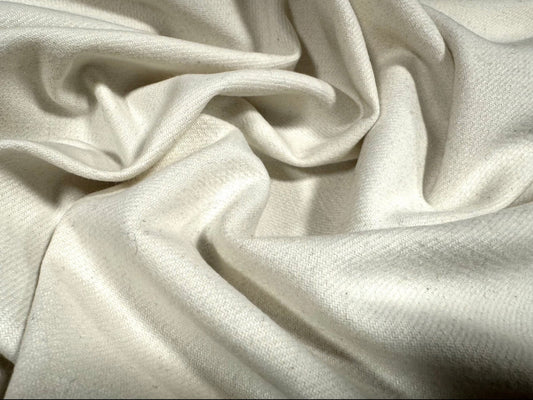 Heavyweight wool mouflon flannel fabric, per metre - plain - winter white