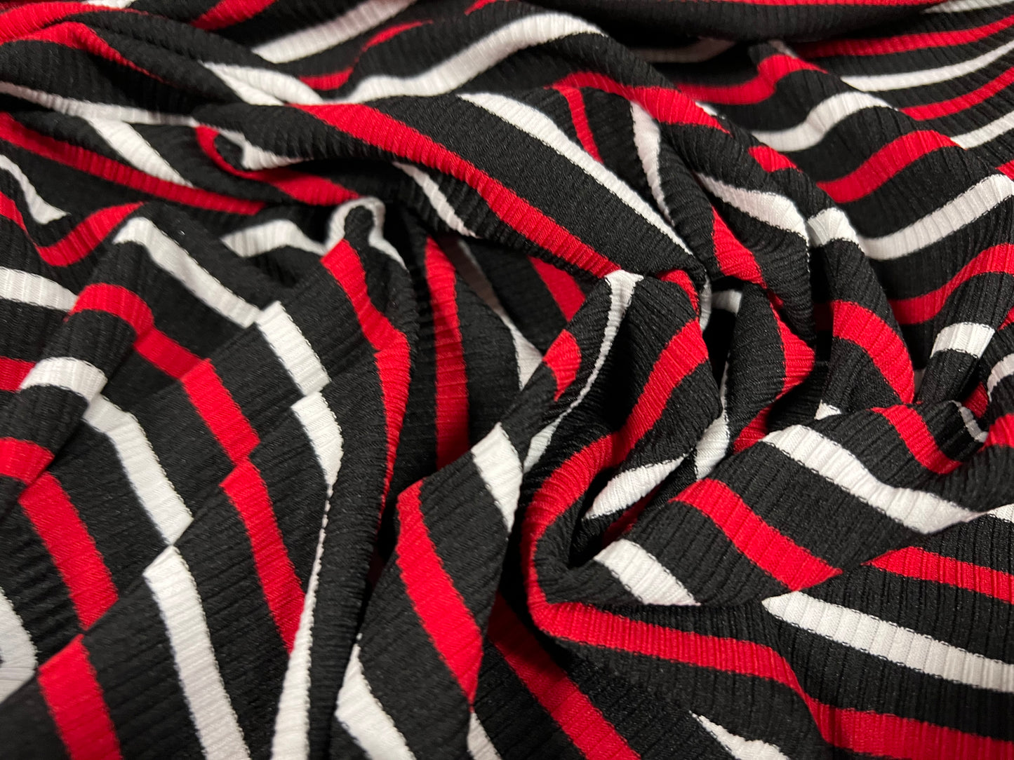 Stretch Spandex rib jersey fabric, per metre - stripe - black, white & red