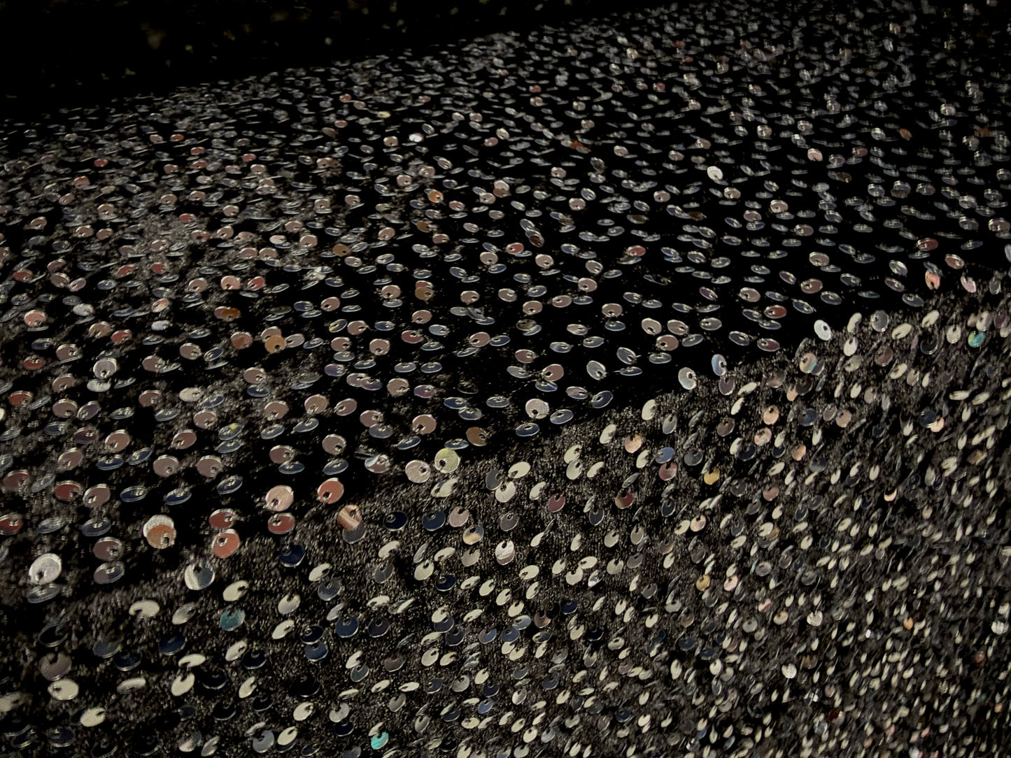 Panné velour fabric with sequins, per metre - black