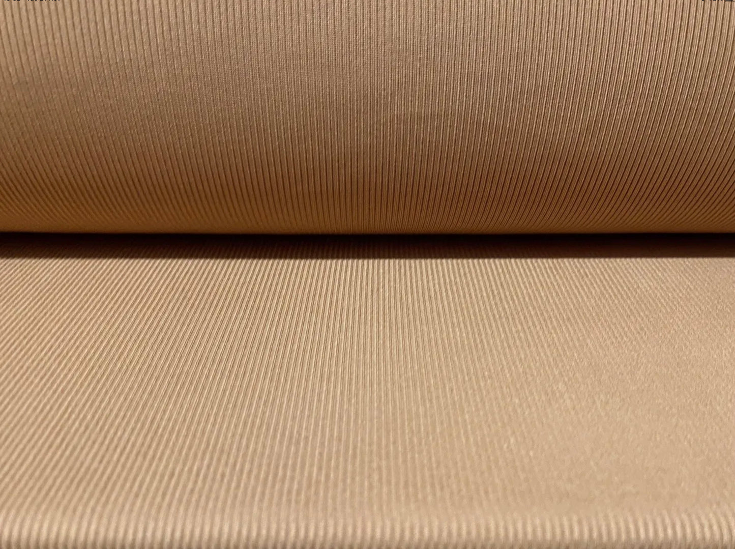 Stretch spandex rib jersey fabric, per metre - plain - caramel