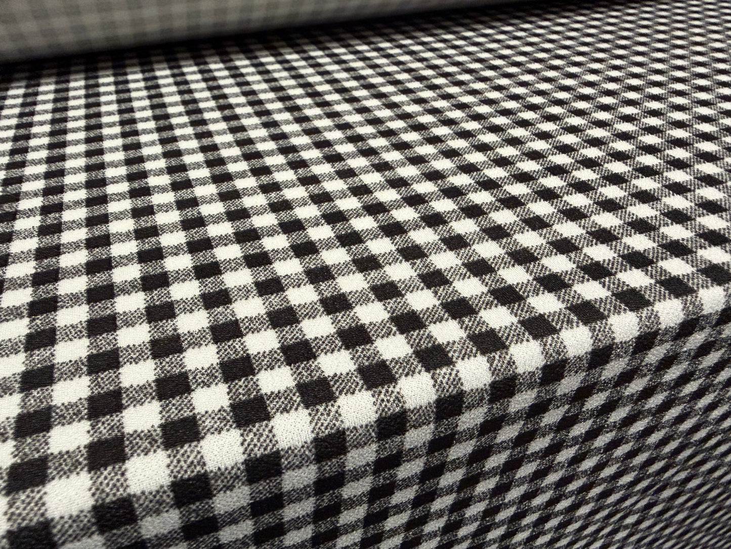 Scuba crepe stretch double jersey fabric, per metre - gingham print - black & white
