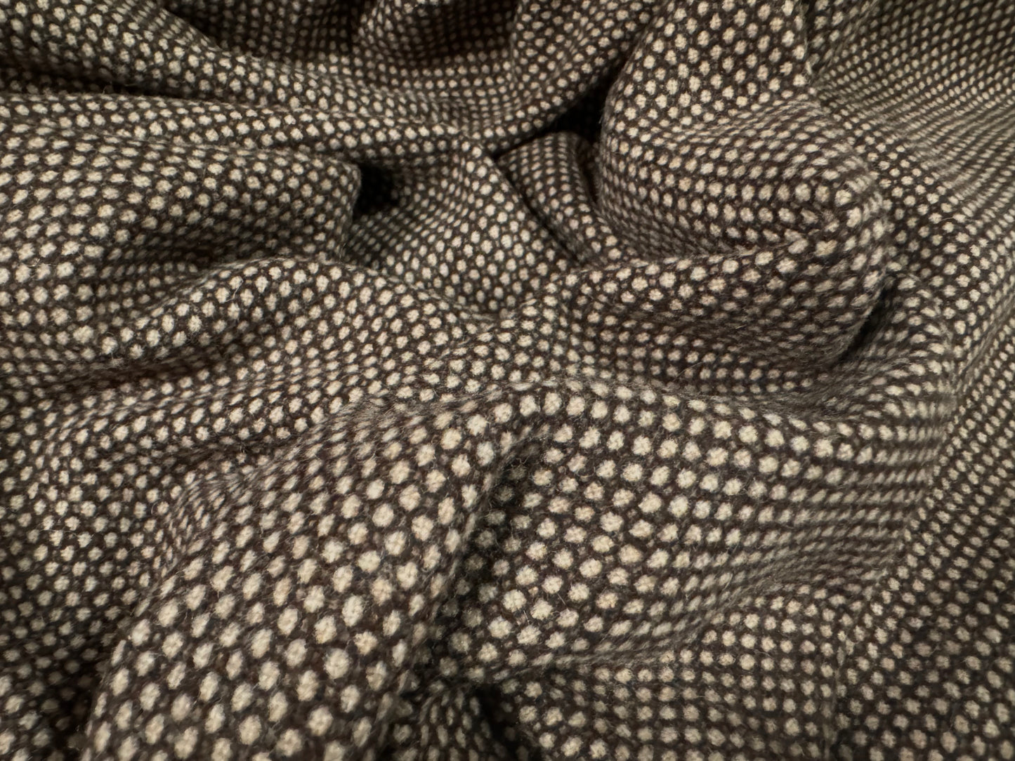 Wool blend woven tweed fabric, per metre - brown & stone