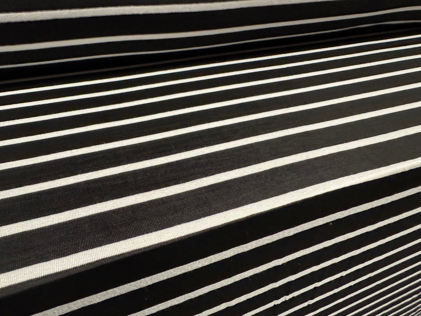 Lightweight stretch spandex single jersey fabric, per metre - stripe - black & white