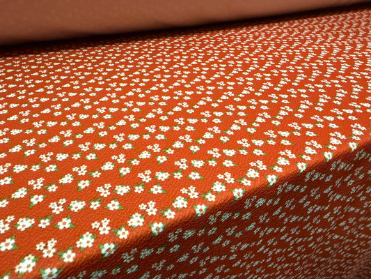 Waterfall textured scuba stretch jersey fabric, per metre - ditsy flower print - orange