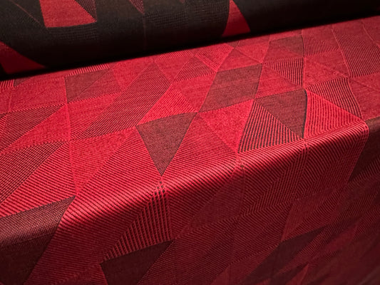 Double jersey fashion fabric, per metre - triangles jacquard - dark red