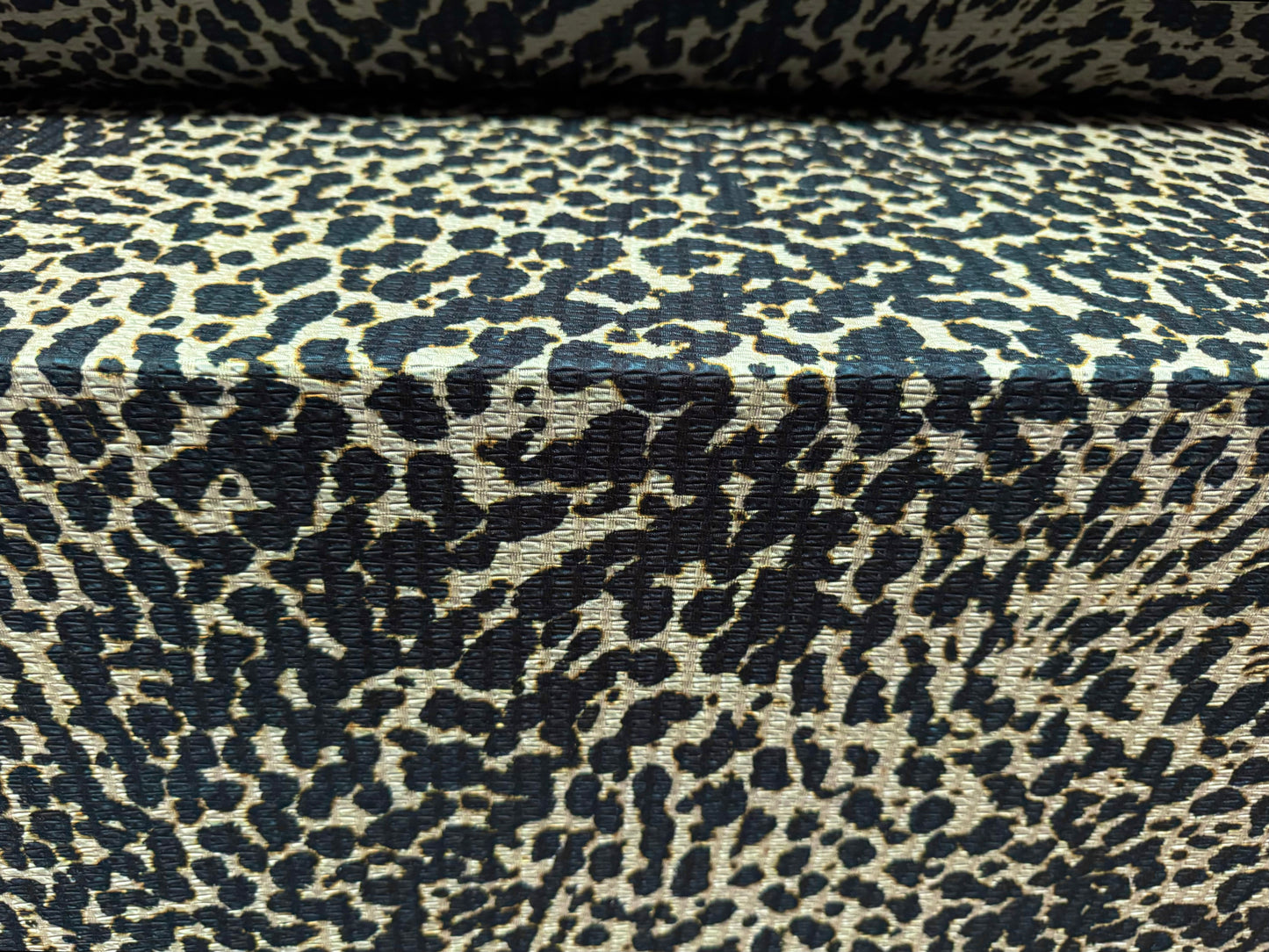 Stretch spandex jacquard jersey dress fabric, per metre - animal print - bluestone