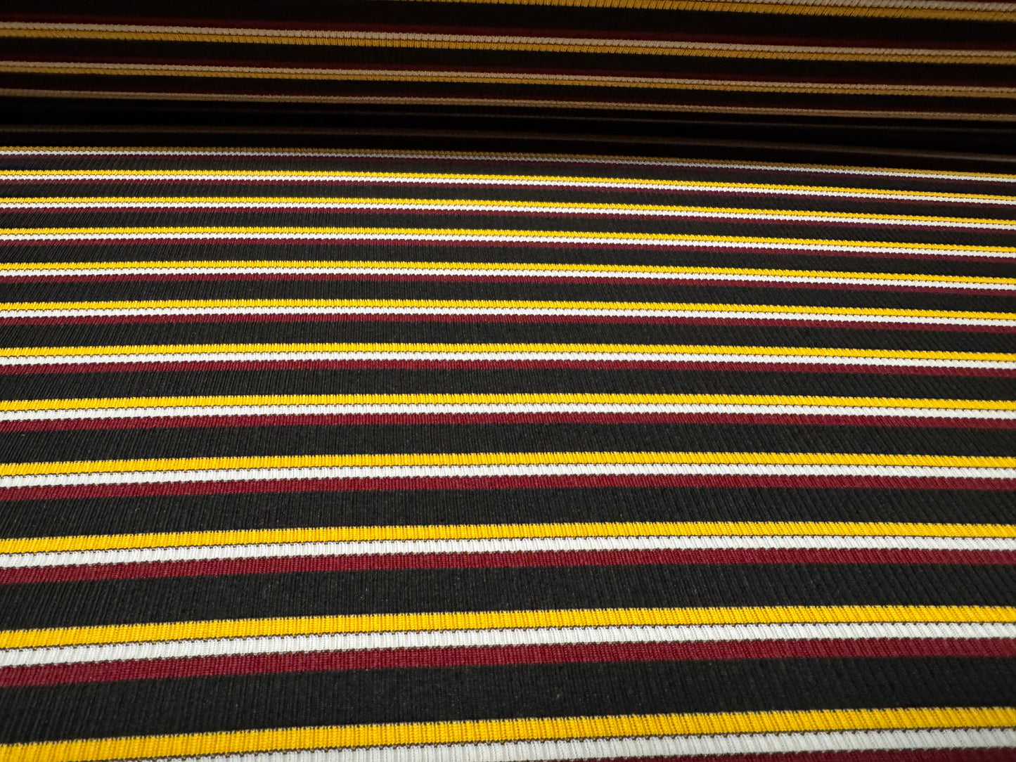 Stretch spandex rib jersey fabric, per metre - stripe - black red & yellow