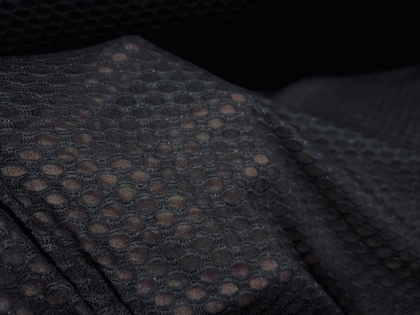 Stretch mesh eyelet jersey fabric, per metre - black