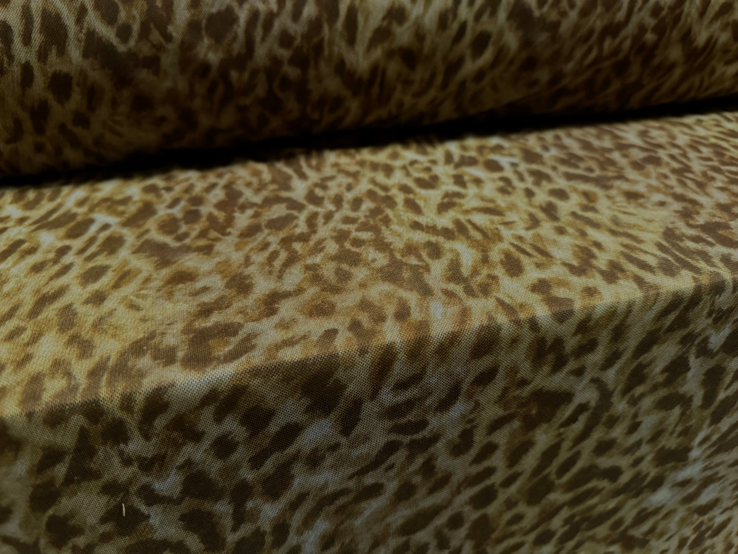 Power mesh net stretch spandex fabric, per metre - stylised leopard print - sage khaki & olive green