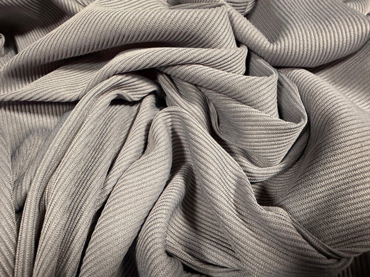 Fine stretch spandex rib jersey fabric, per metre - plain - lavender grey