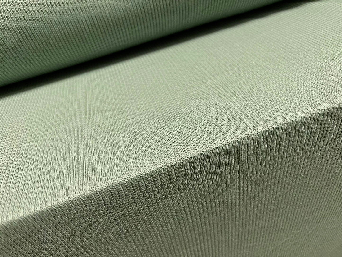 Ribbed jersey knit fabric, per metre - plain - sage green