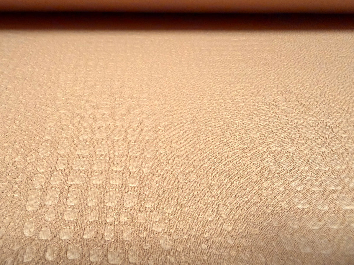 Embossed Liverpool stretch double jersey fabric, per metre - crocodile design - nude
