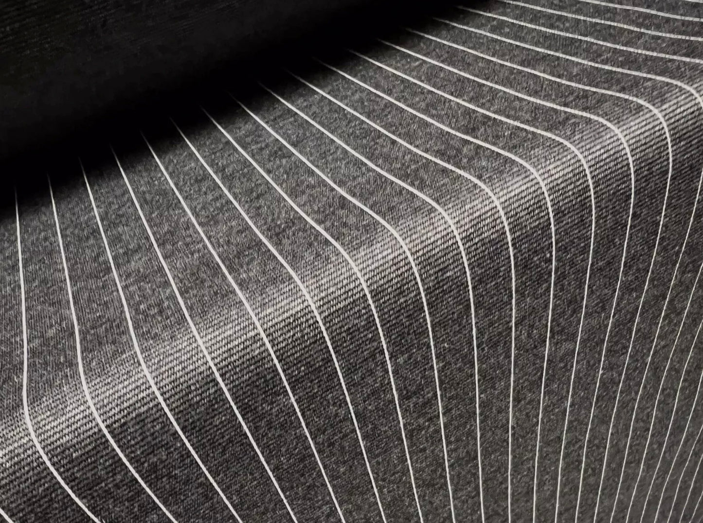 Ponte Roma double jersey knit stretch fabric, per metre - pinstripe - grey