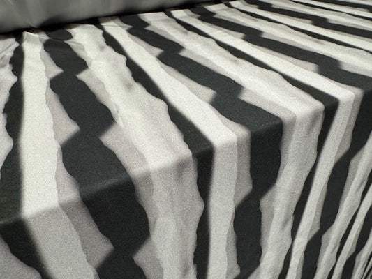 Yoga stretch spandex jersey fabric, per metre - smudge stripes print - grey