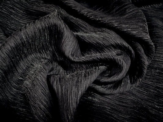 Crinkle weave fabric, per metre - solid - black