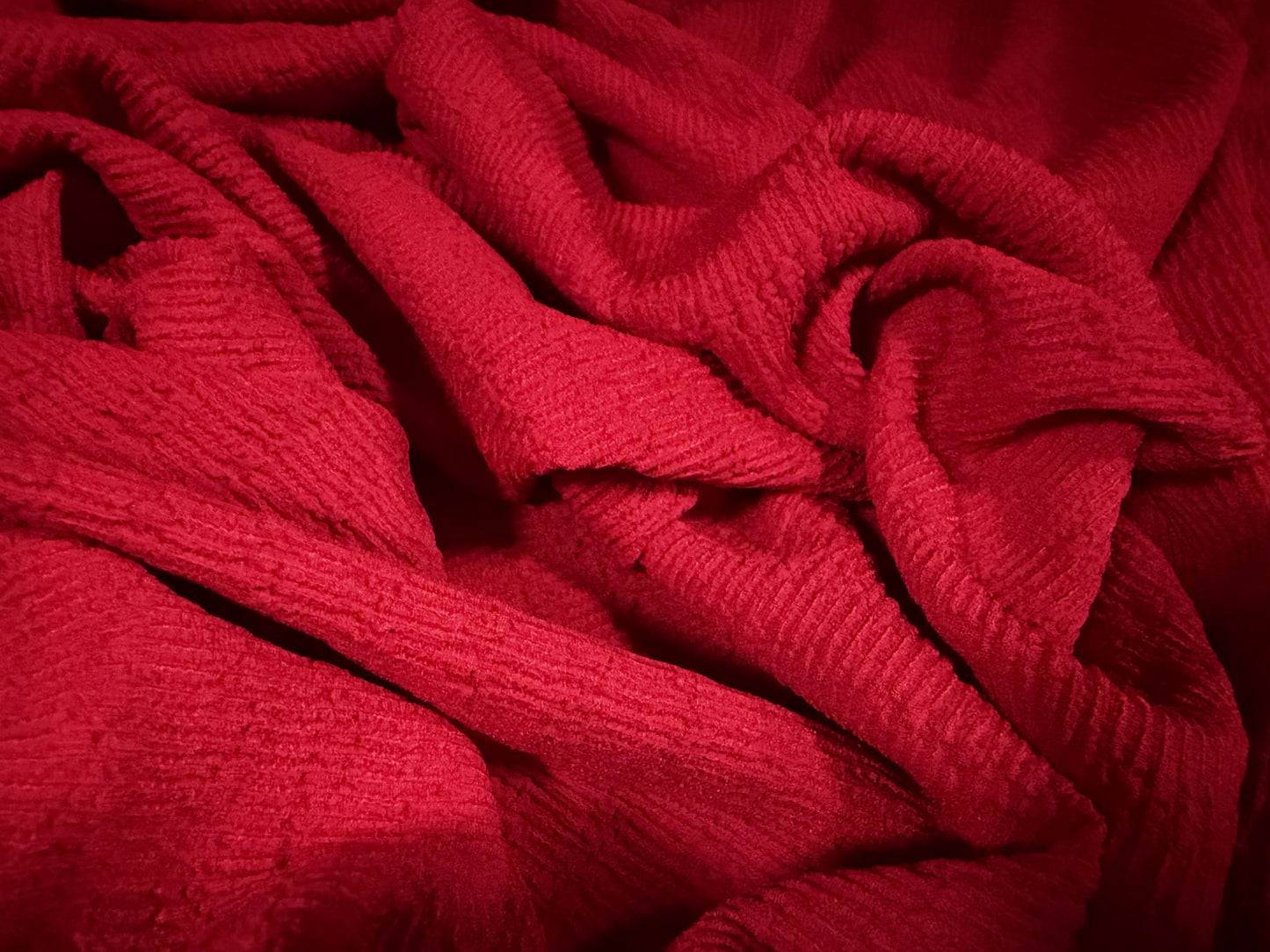 Stretch crepe woven fashion fabric, per metre - seersucker stripe - winter red