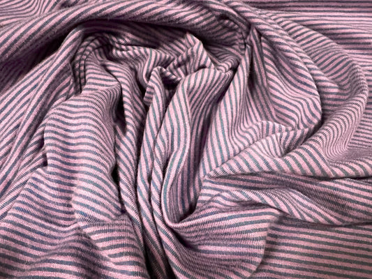 Viscose spandex stretch single jersey fabric, per metre - pinstripe - lilac & lavender