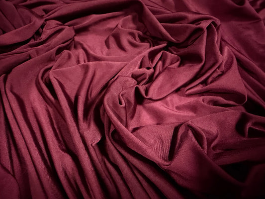 Soft touch spandex stretch jersey fabric, per metre - plain - burgundy