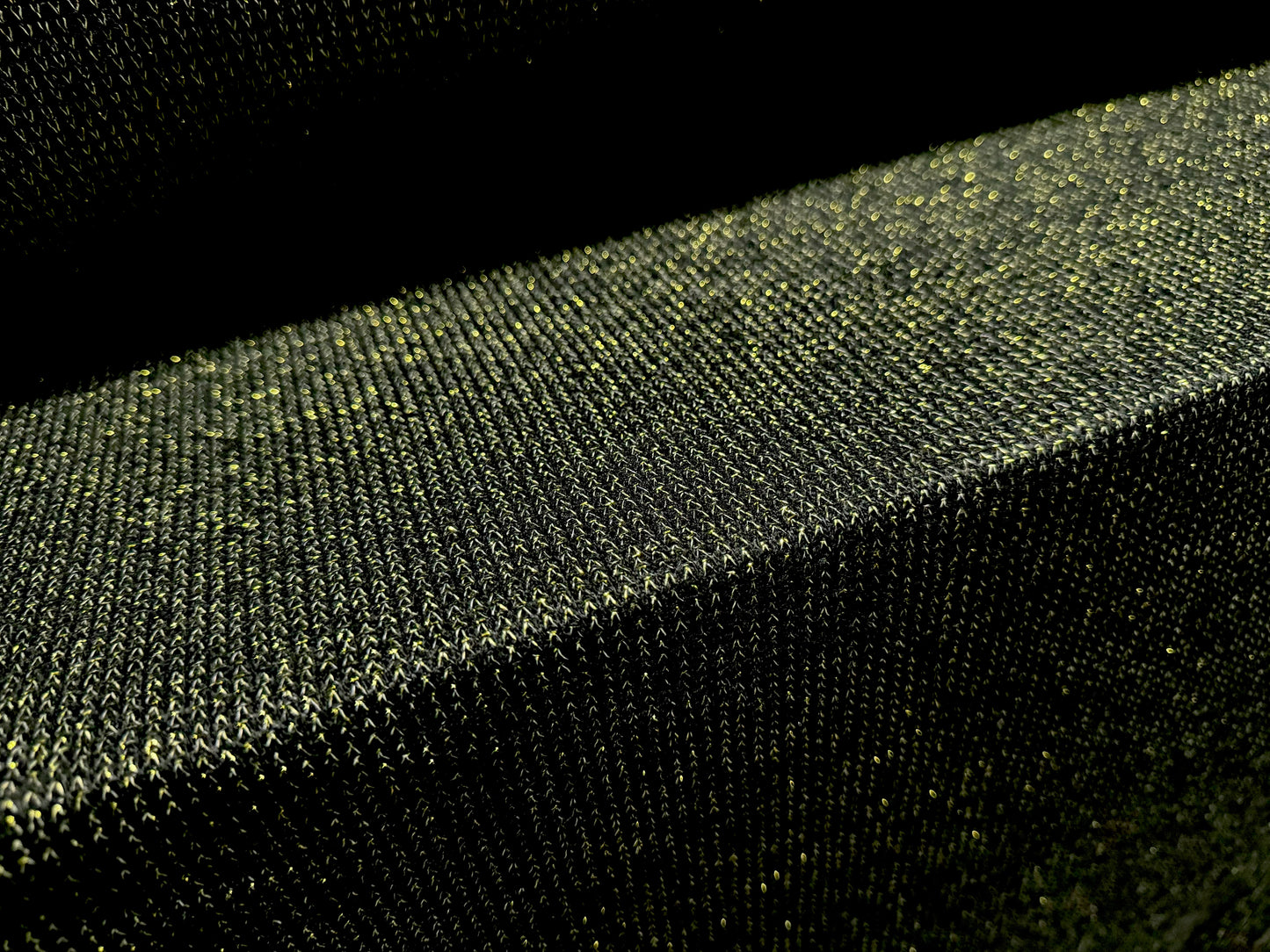 Metallic knitwear jersey fabric, per metre - black & lime gold lurex