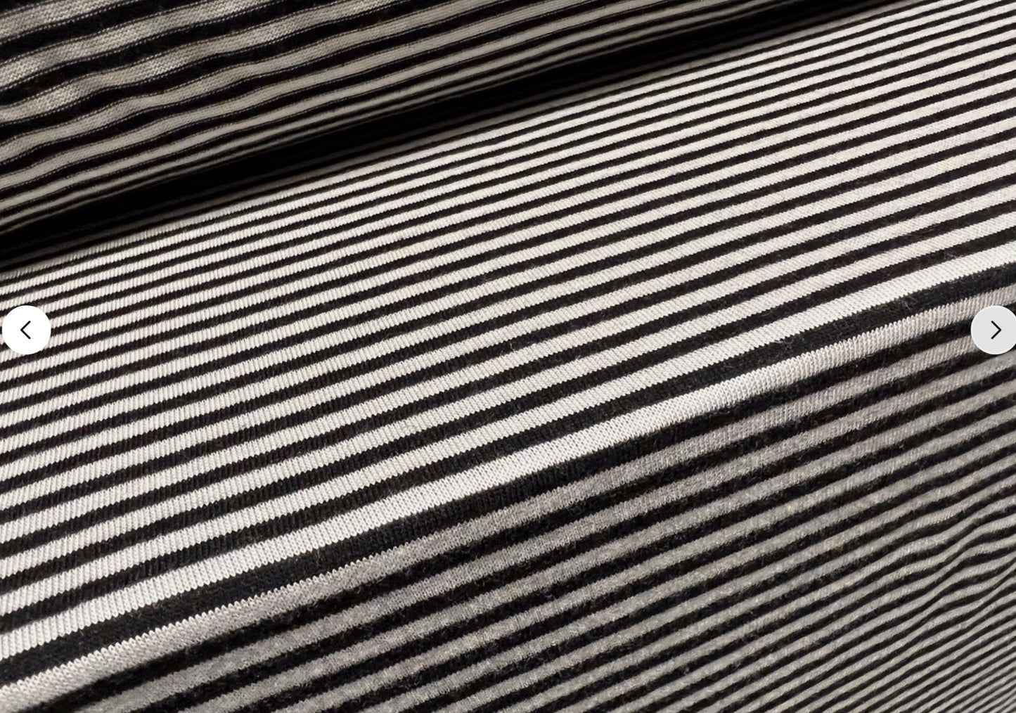 Soft handle single jersey fabric, per metre - pinstripe - black & ivory