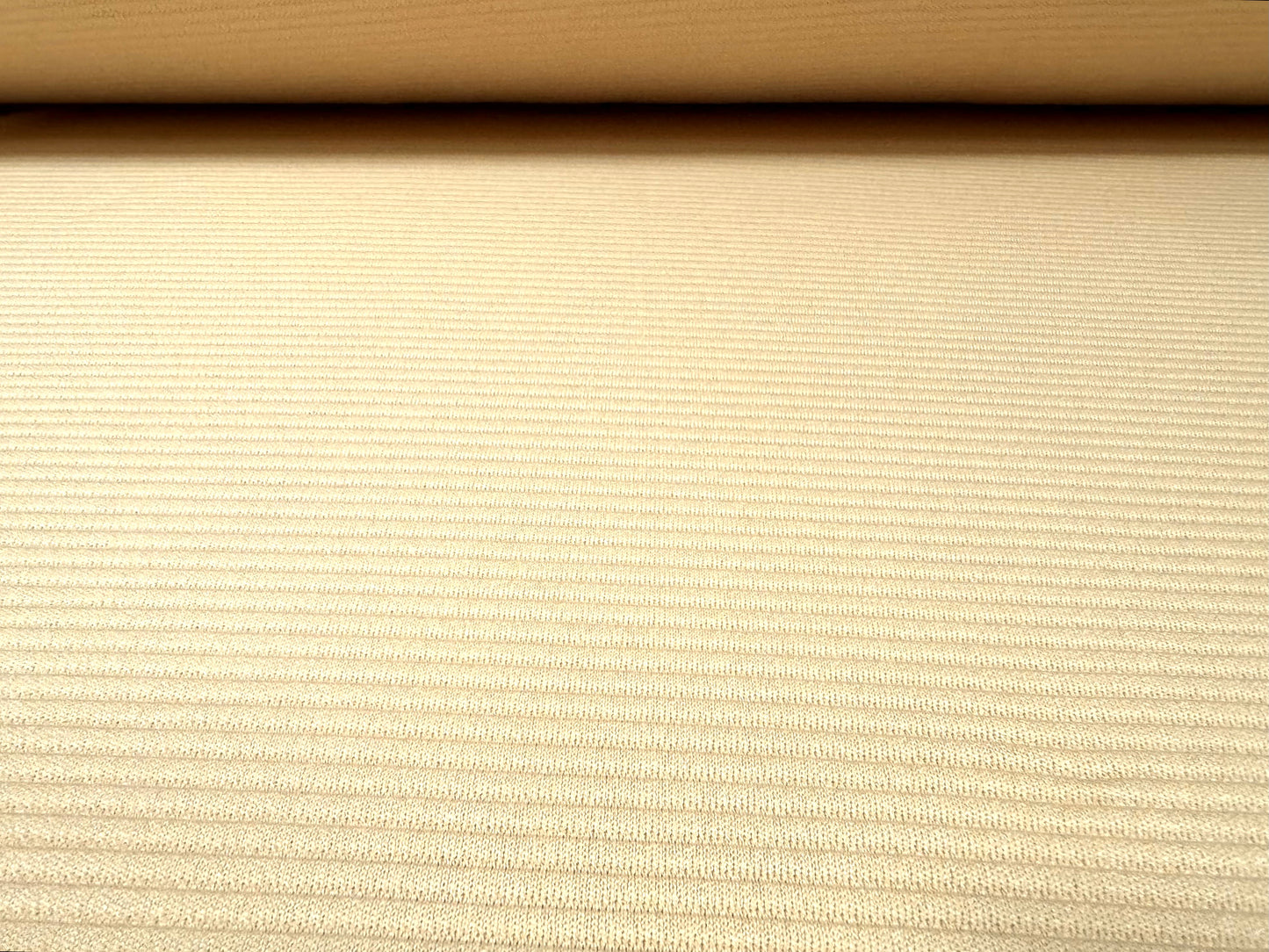 Ottoman Rib Stretch Double jersey fabric , per metre - plain - clotted cream