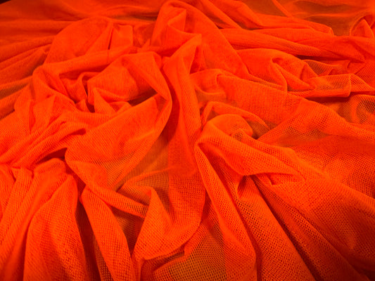 Power mesh net stretch spandex fabric, per metre - plain - bright orange