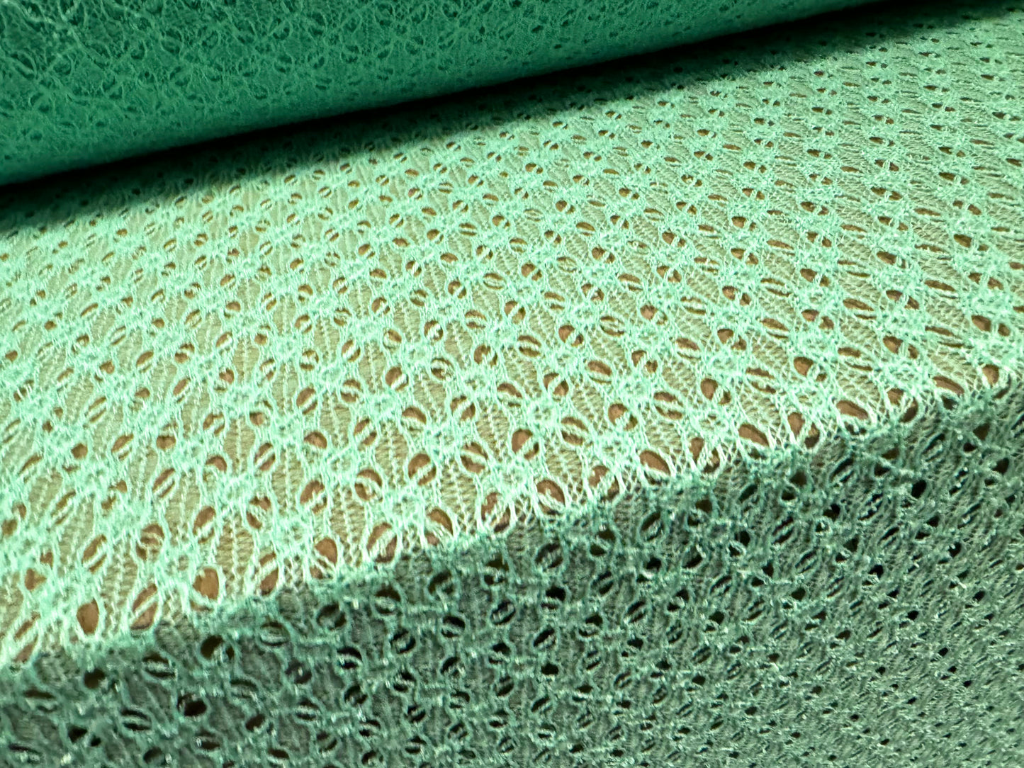 Crochet lace dress fabric, per metre - ditsy flower design - aqua