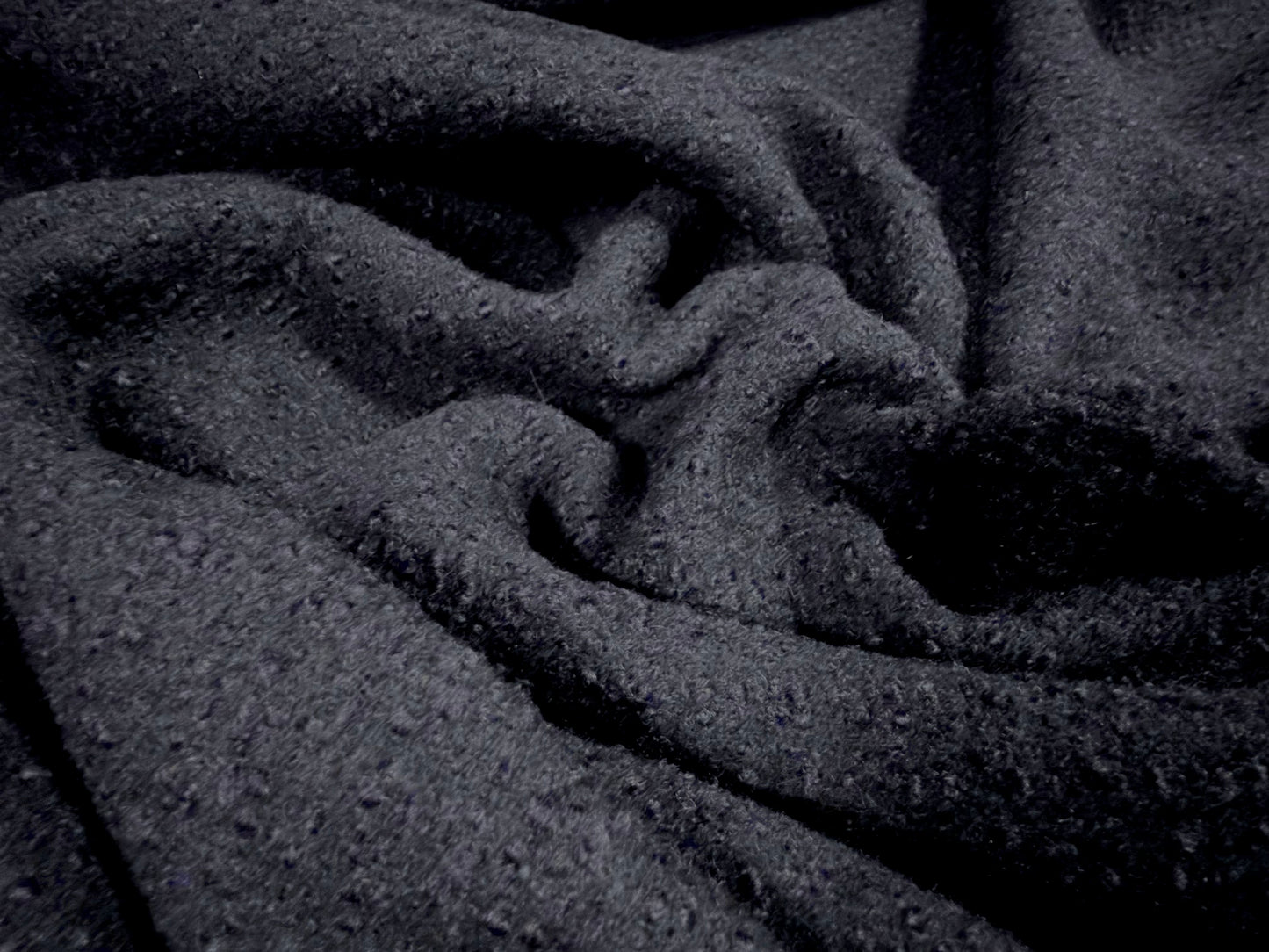 Heavyweight wool bouclé fabric, per metre - plain - navy blue