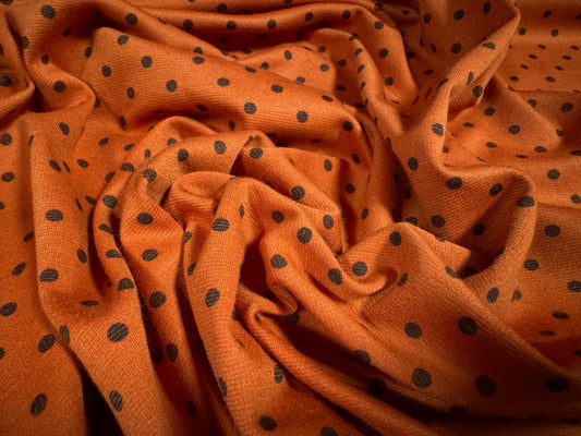 Ponte Roma stretch double jersey knit fabric, per metre - spot print - terracotta