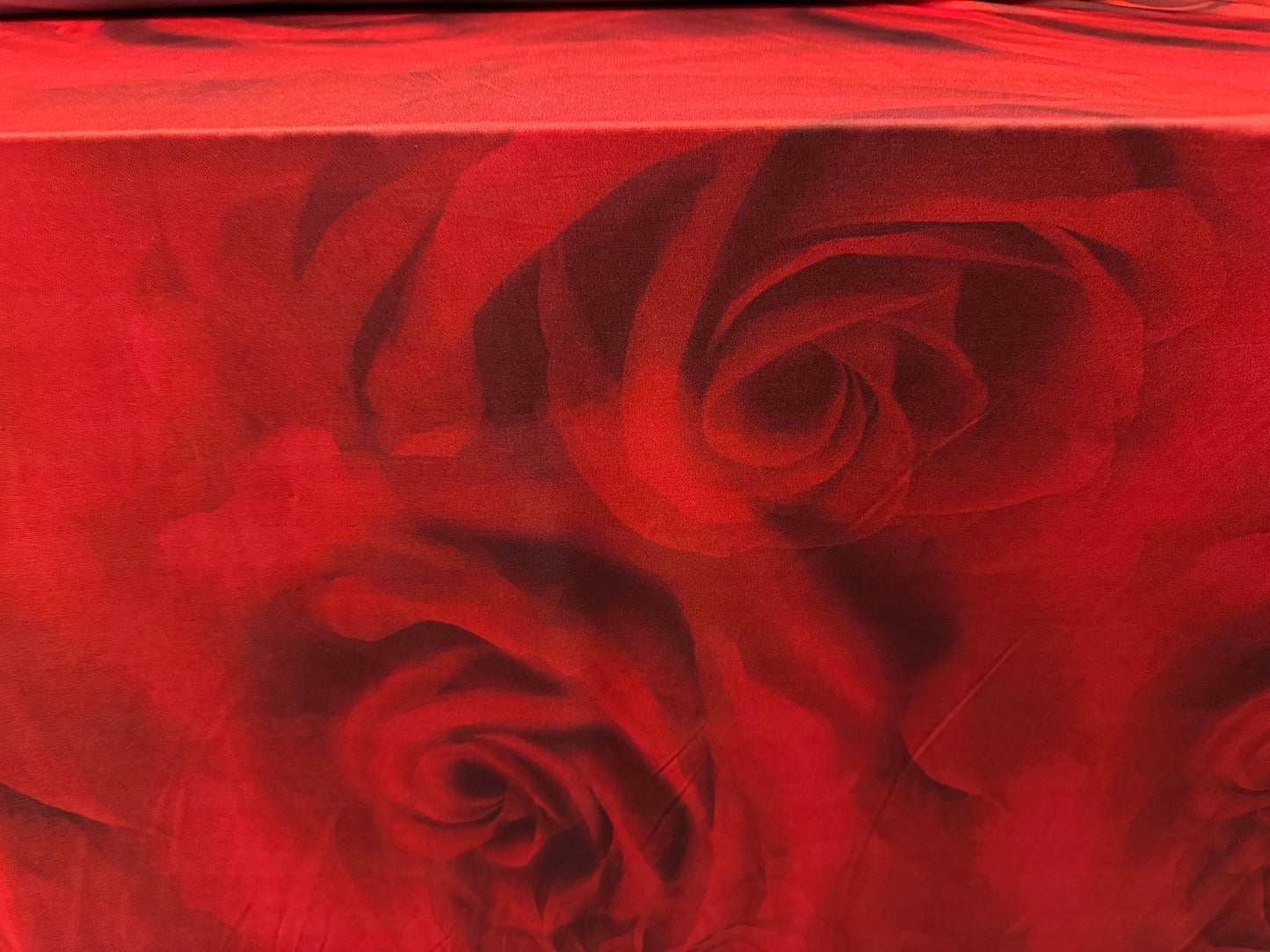 ITY stretch spandex single jersey fabric, per metre - shadow rose print - deep red