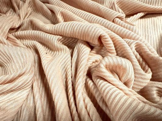 Soft handle ribbed jersey knit fabric, per metre - plain - nude