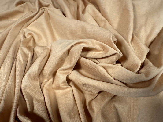 Cotton single jersey fabric, per metre - plain - stone