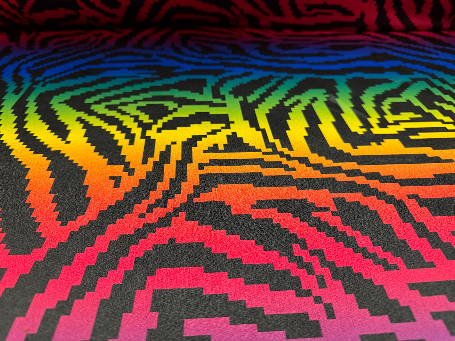 Stretch spandex crepe single jersey dress fabric, per metre - rainbow animal print - multicolour