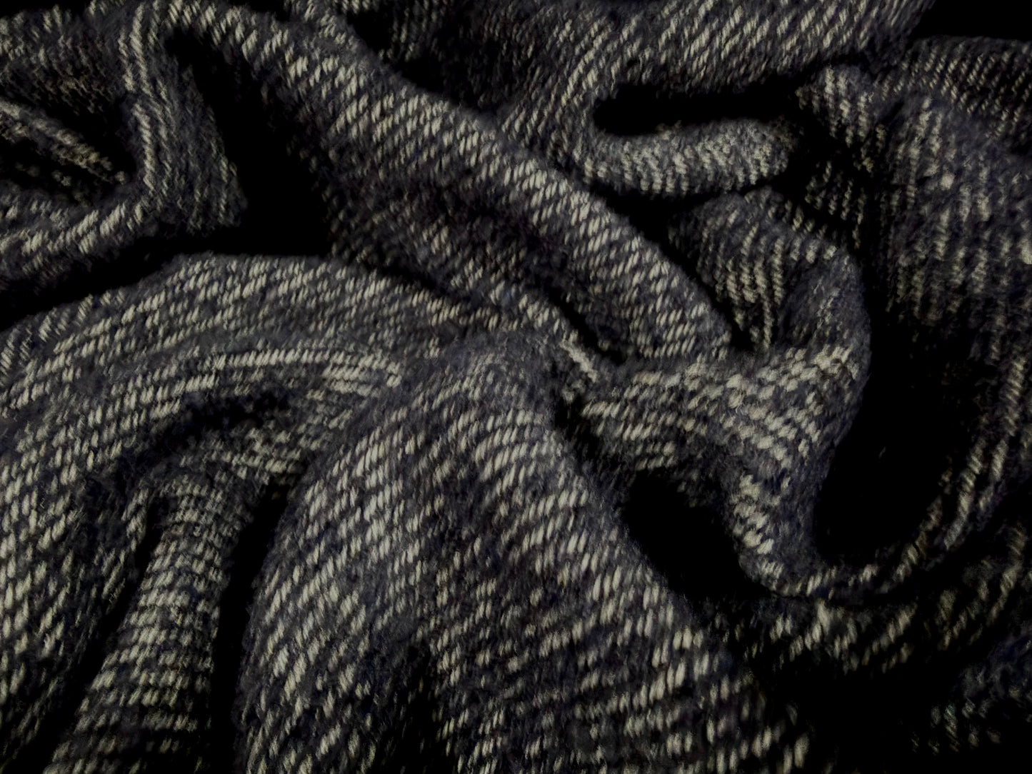 Heavyweight wool bouclé fabric, per metre - twill - midnight