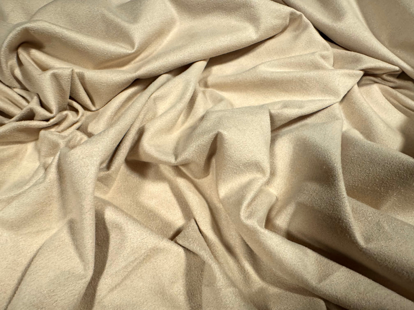 Faux suede stretch spandex jersey fabric, per metre - plain - pearl