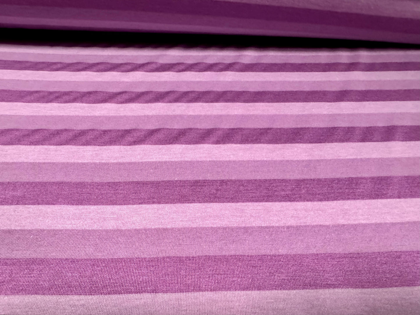 Viscose blend single jersey fabric, per metre - stripe - lilac & lavender