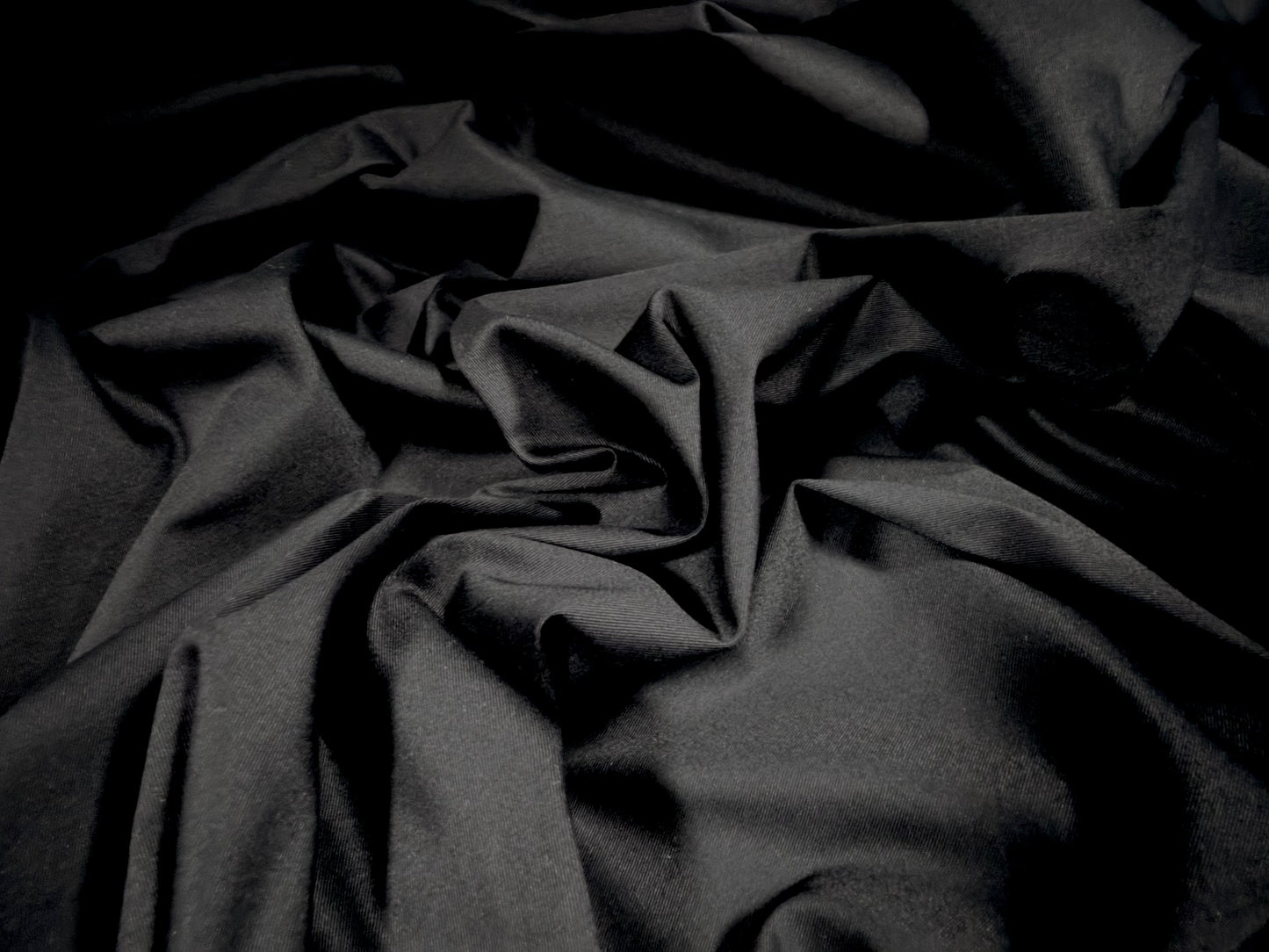 Stretch cotton sateen woven fabric, per metre - mid sheen - black