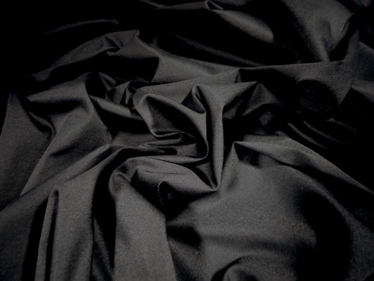 Stretch cotton sateen woven fabric, per metre - mid sheen - black