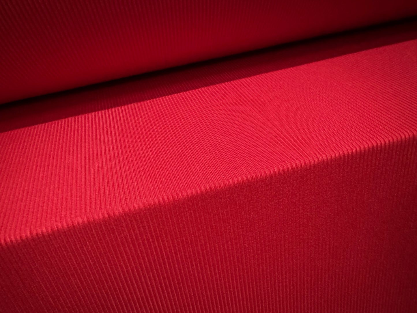 Soft touch stretch spandex rib jersey fabric, per metre - plain - bright red