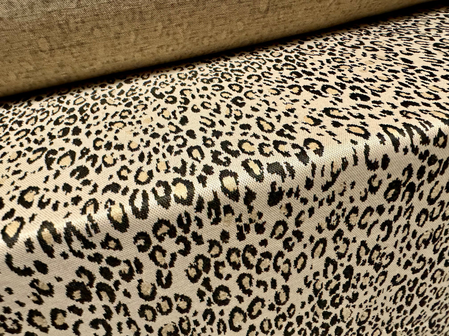 Ponte Roma double jersey knit stretch fabric, per metre - cheetah jacquard - cream