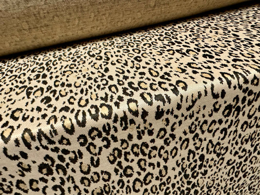 Ponte Roma double jersey knit stretch fabric, per metre - cheetah jacquard - cream