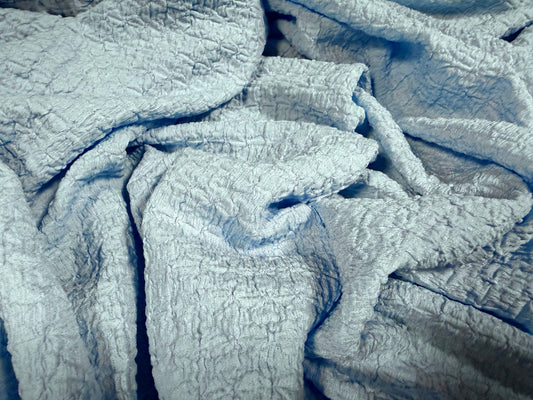 Stretch cloqué jacquard woven fashion fabric, per metre - sky blue