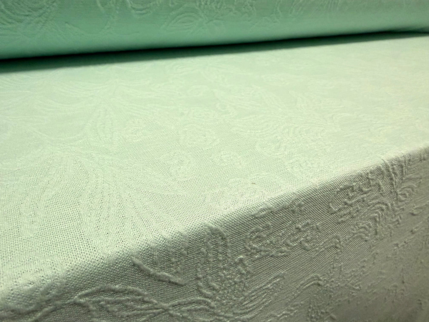 Stretch spandex leaf jacquard jersey fabric, per metre - Aqua