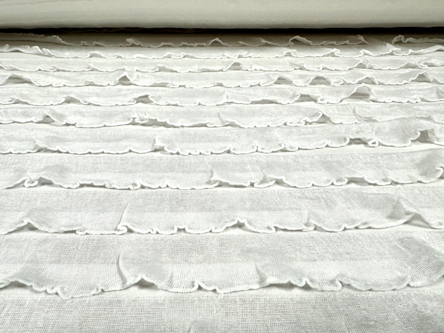 Gypsy ruffle frill ra ra jersey fabric, per metre - white
