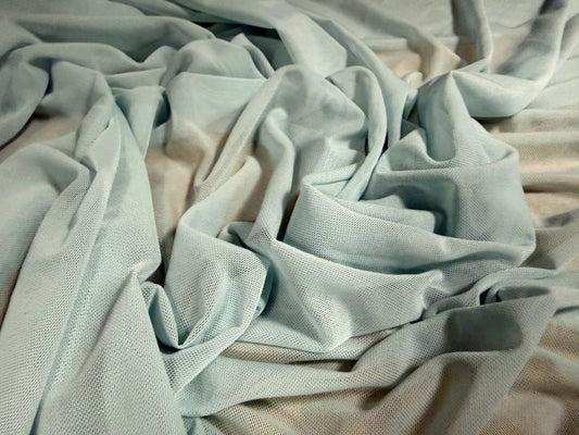 Power mesh net stretch spandex fabric, per metre - plain - pale duck egg