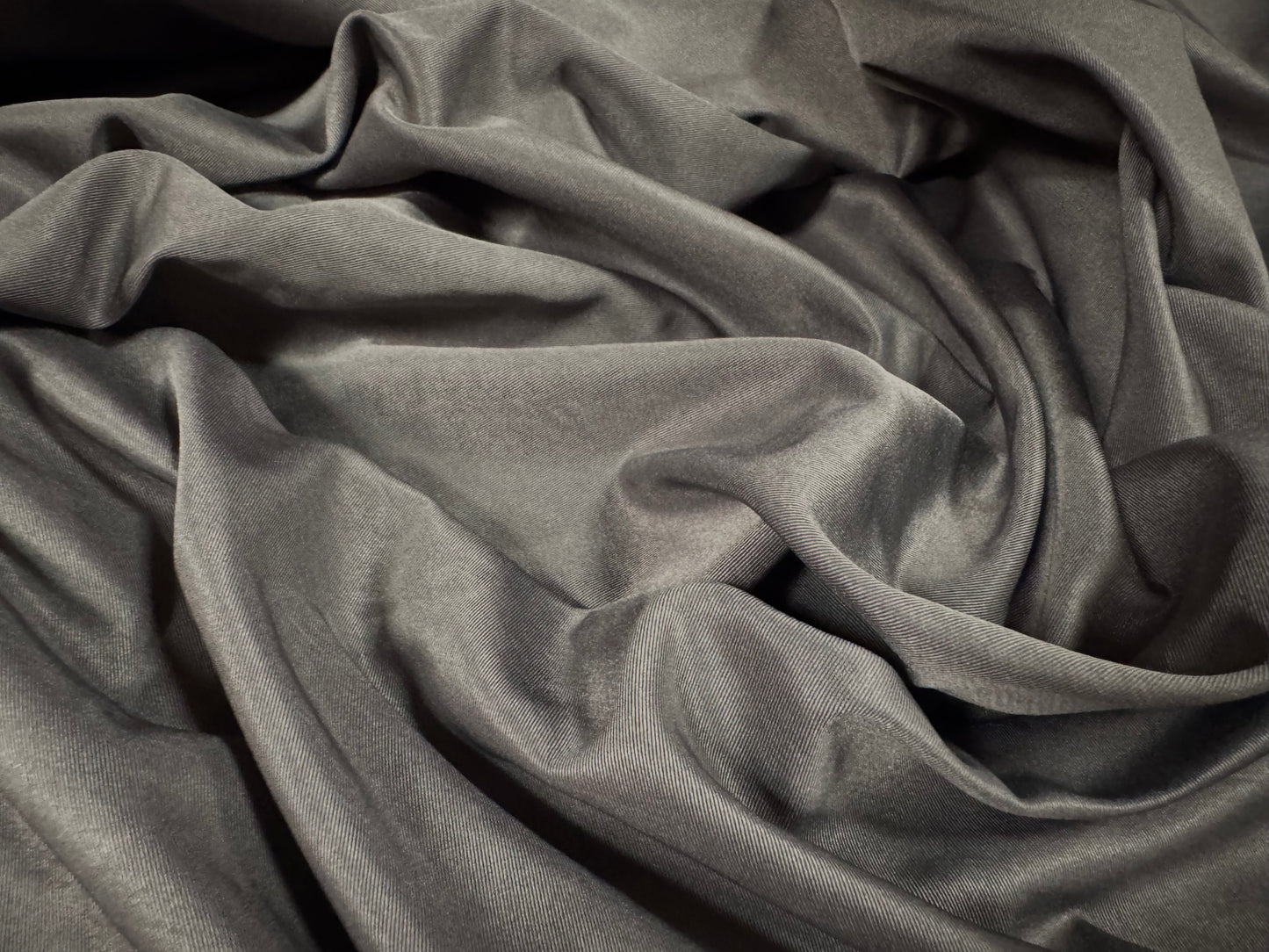 Soft sateen woven dress fabric with spandex, per metre - plain - steel grey