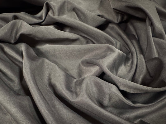 Soft sateen woven dress fabric with spandex, per metre - plain - steel grey