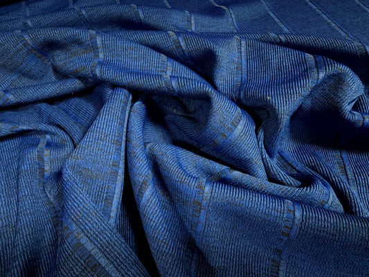 Bandage rib stretch spandex bodycon jersey fabric, per metre - melange - Royal blue